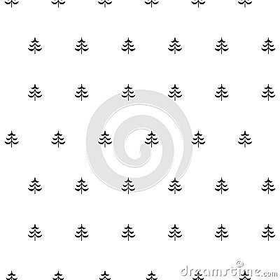 Fir stylised tree seamless monochrome pattern Vector Illustration