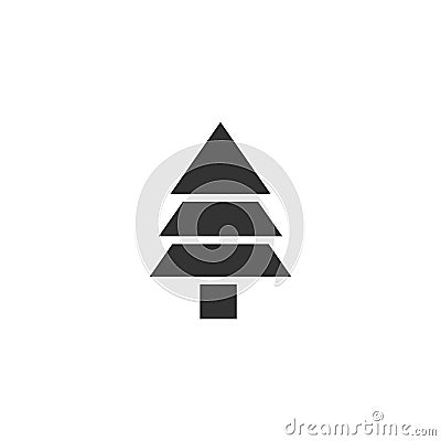 Fir tree icon flat Vector Illustration