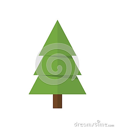 Fir tree icon in flat design style. Spruce vector illustration, pine symbol Vector Illustration