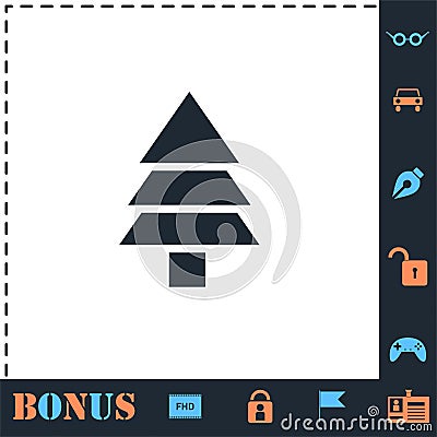 Fir tree icon flat Vector Illustration