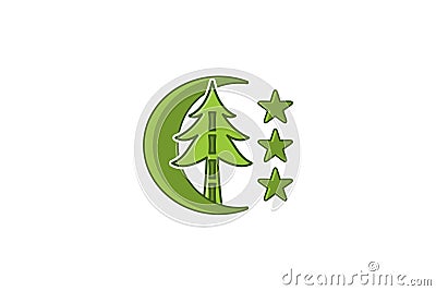 fir tree and star logo Designs Inspiration Isolated on White Background. Vector Illustration