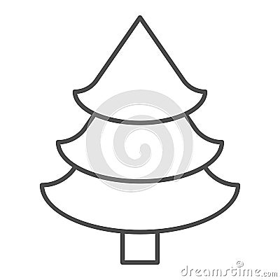 Fir tree thin line icon. Christmas tree vector illustration isolated on white. Spruce outline style design, designed for Vector Illustration