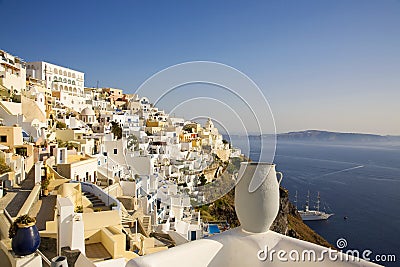 Fira Main Town, Santorini, Greece Stock Photo