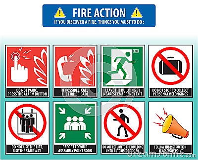 Fire action emergency procedure (evacuation procedure) Stock Photo