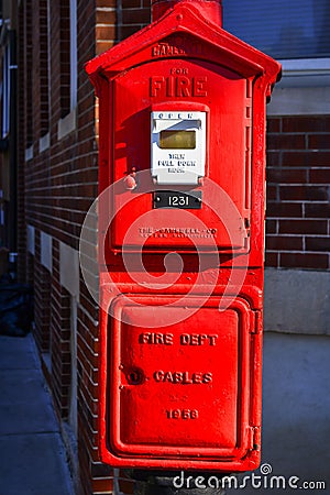 Fire alarm box in Boston, Massachusetts, USA Editorial Stock Photo