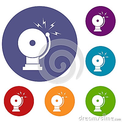 Fire alarm icons set Vector Illustration