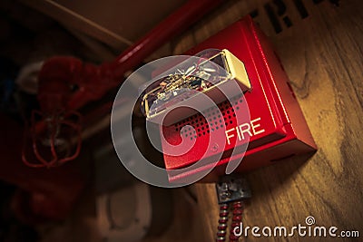 Fire Alarm with Strobe Stock Photo