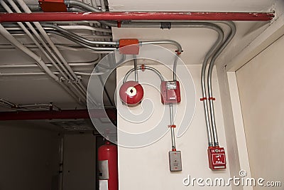 Fire alarm system in the building Stock Photo