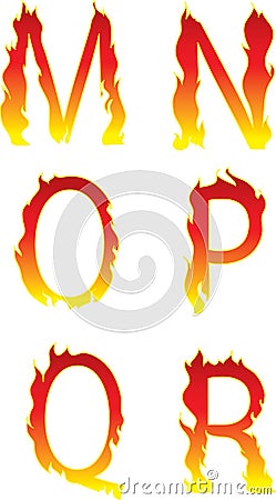 Fire alphabet mnopqr Vector Illustration