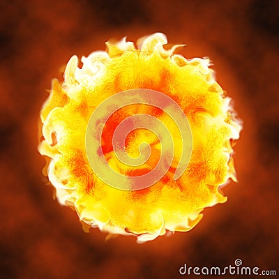 Fire ball explosion sphere hot licking flame Stock Photo