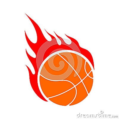 Fire basketball. Flame ball. Emblem game sport team Vector Illustration