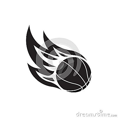 Fire basketball silhoute logo illustration Vector Illustration