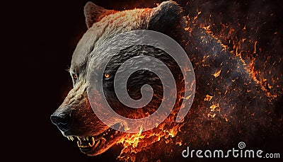 angry fire bear art Stock Photo