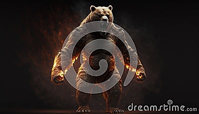 angry fire bear art Stock Photo