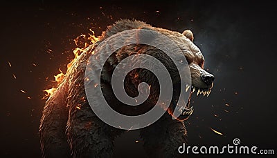 angry fire bear art Stock Photo