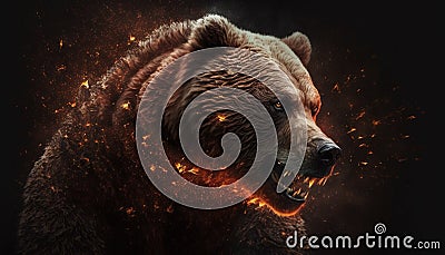 angry fire bear art Stock Photo