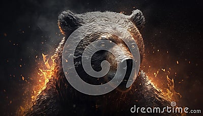 angry fire bear art Stock Photo