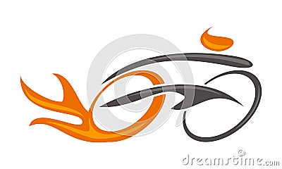 Fire Bike Racing Template Vector Illustration