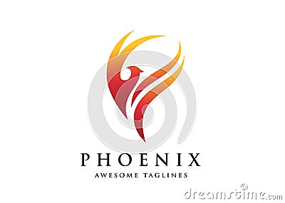 Fire bird phoenix logo design vector Vector Illustration