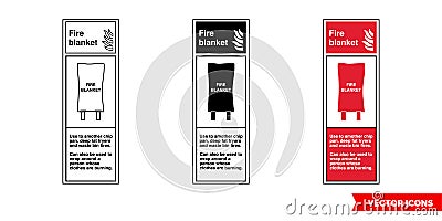 Fire blanket fire extinguisher id sign icon of 3 types color, black and white, outline. Isolated vector sign symbol Stock Photo