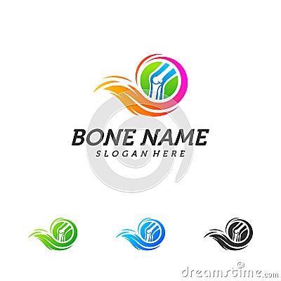 Fire Bone logo design template. Concept Vector of human body health. Emblem symbol Icon Vector Illustration