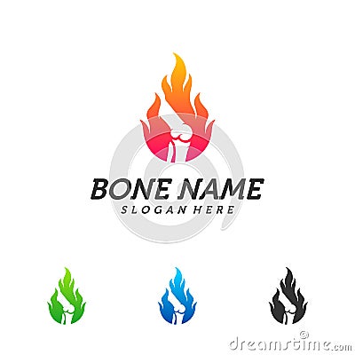 Fire Bone logo design template. Concept Vector of human body health. Emblem symbol Icon Vector Illustration