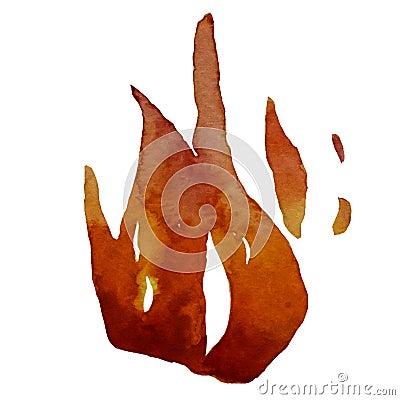 Fire and bonfire in cartoon style. Watercolor Stock Photo