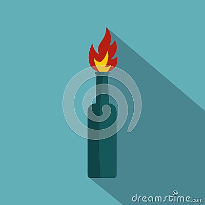 Fire bottle icon, flat style Vector Illustration