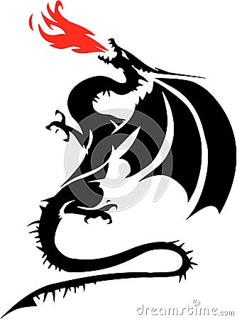 Fire breathing dragon Vector Illustration