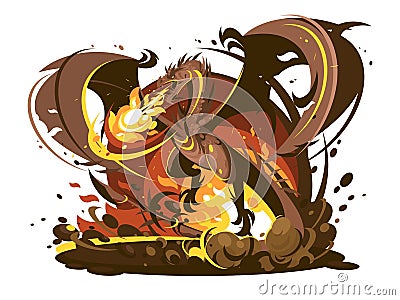 Fire breathing dragon character Cartoon Illustration