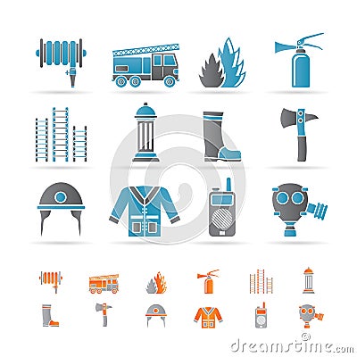 Fire-brigade and fireman equipment icon Vector Illustration