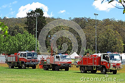 Fire brigade trucks lined up Editorial Stock Photo