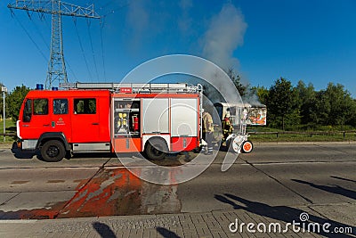 Fire brigade at work. Editorial Stock Photo