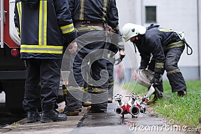 Fire brigade after work Editorial Stock Photo