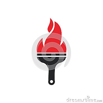 Fire brush vector logo design template. Home inspection and home protection vector logo design. Vector Illustration
