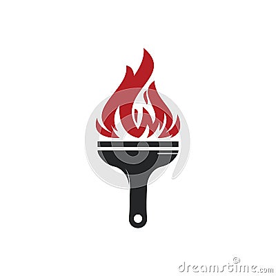 Fire brush vector logo design template. Home inspection and home protection vector logo design. Vector Illustration