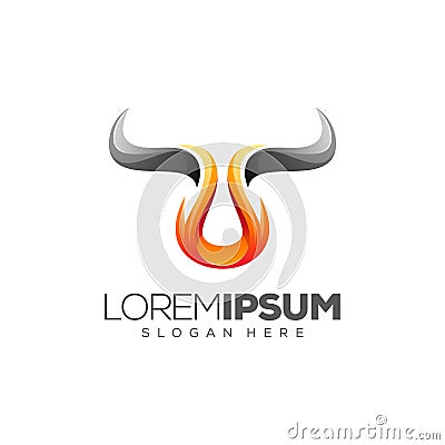 fire bull logo design Vector Illustration