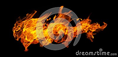 Fire and burning flame isolated on dark background for graphic design purpose Stock Photo