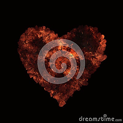 Fire burning heart on black backgrounds Stock Photo