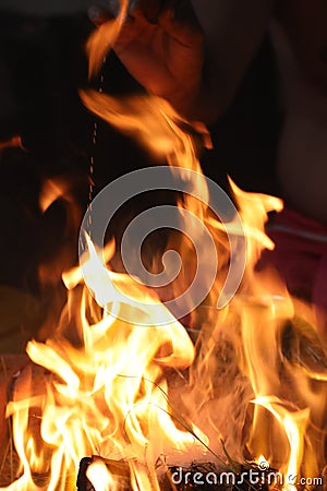 A ritual made to the fire god Agni in Hinduism Stock Photo