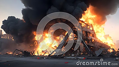 Fire burning smoke nature destructive inferno unleashed Ai Generated Stock Photo