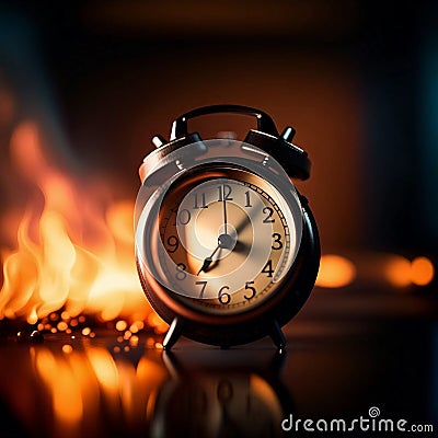 fire burning time clock background Stock Photo