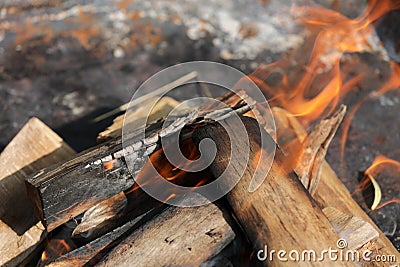 Fire campfire wood fire embers Stock Photo