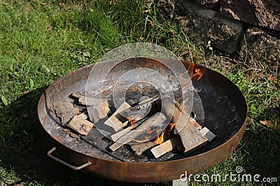 Fire campfire wood fire embers Stock Photo