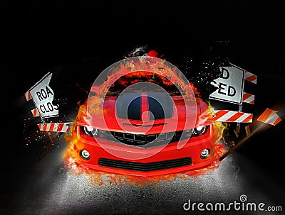 Fire car Stock Photo