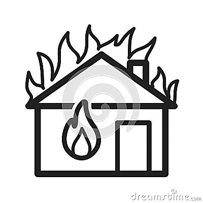 Fire Consuming House Vector Illustration