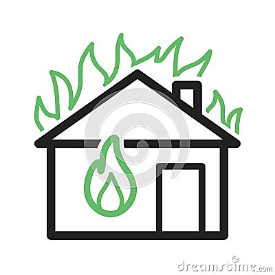 Fire Consuming House Vector Illustration