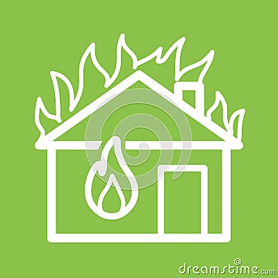 Fire Consuming House Vector Illustration