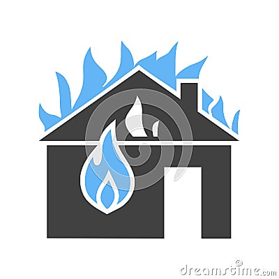 Fire Consuming House Vector Illustration