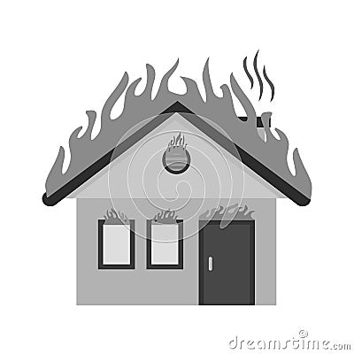 Fire Consuming House Vector Illustration